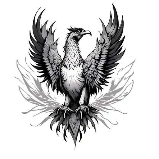 Phoenix Bird On The Wrist Of A Female Hand