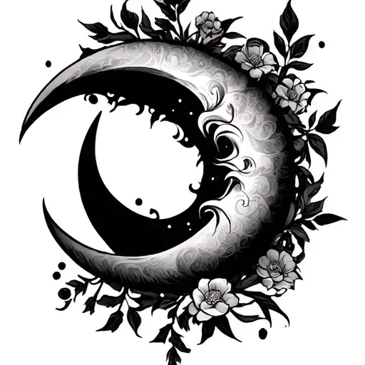 Crescent Moon Tramp Stamp No Shading