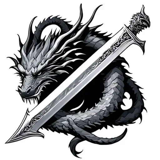 Sword With Dragon Wrapping Around