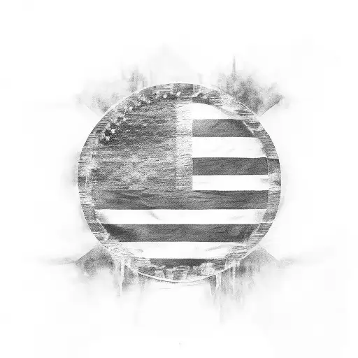 American Flag Waving Black And White