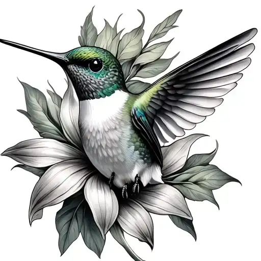 Hummingb Bird With Lignum Vitae Flower