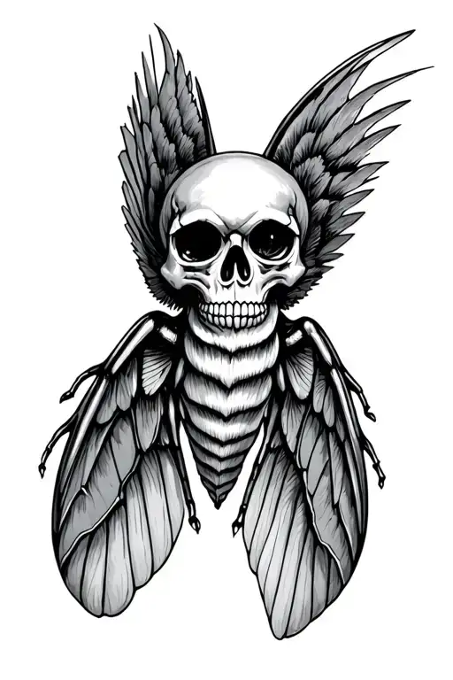 Skull Moth With Eyes On Wings Spread