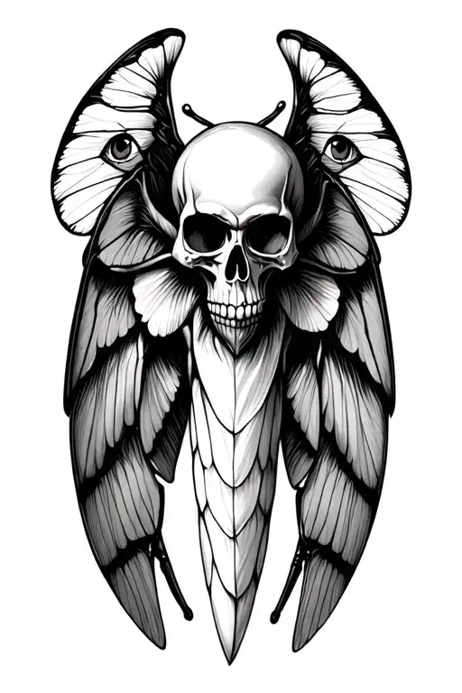 Moth With Skull On Its Back And Eyes On The Wings