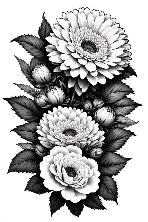 Chrysanthemums And Prairie Rose Intertwined