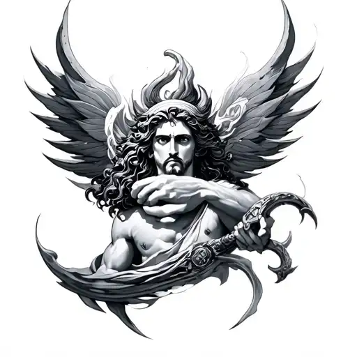Concept Tattoo With Neptune God