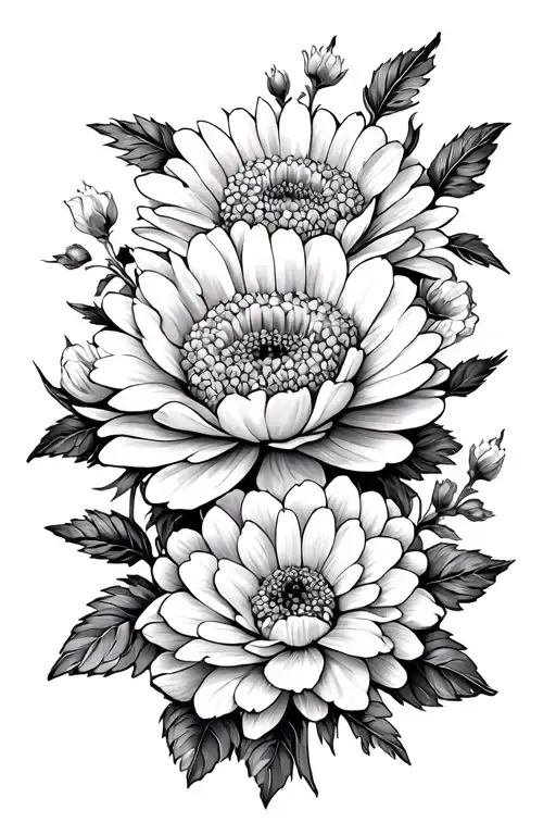 Chrysanthemums And Prairie Rose