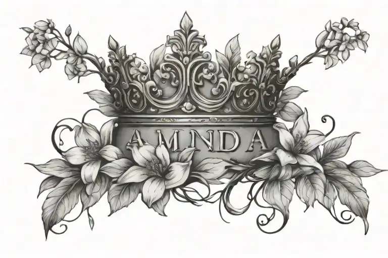 Amanda Written With A Crown Surrounded In Jasmine Flowers