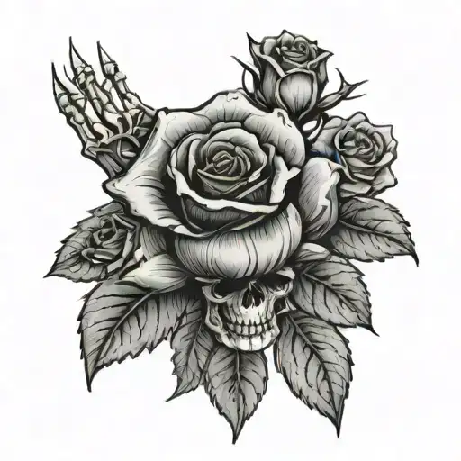 Skeleton Hand With Rose