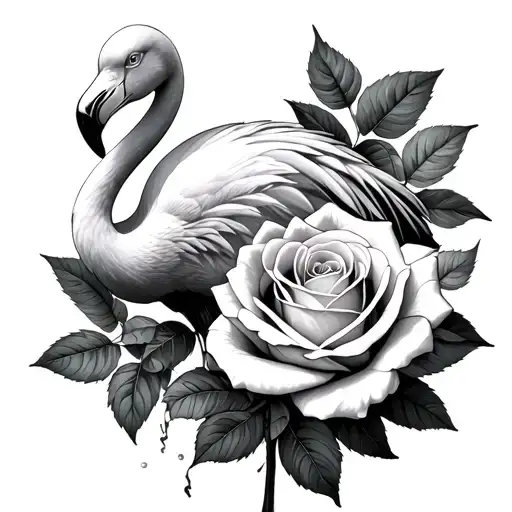 Flamingo And Rose In An Orb
