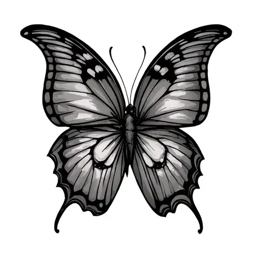 Twin Butterfly Abdomen Tattoo Angling Away From Each Other