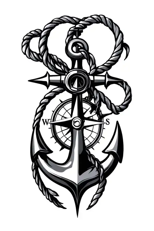 Compass And Anchor Entwined