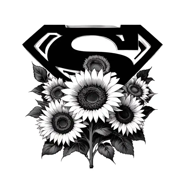 Superman Logo With Sunflowers Emerging