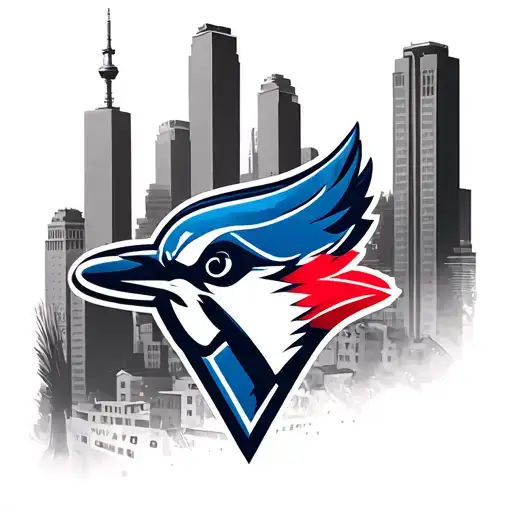 Toronto Blue Jays Logo With Toronto Skyline In Background