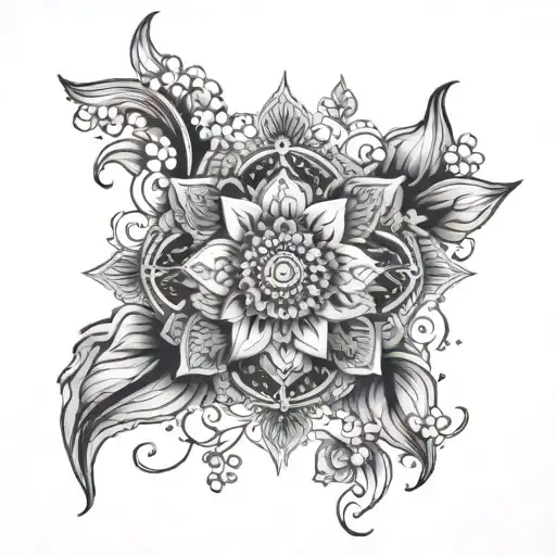 Mandala And Flowers