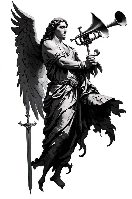 Archangel Gabriel With Trumpet And Sword
