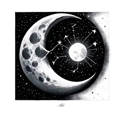 Phases Of The Moon Mixed With Constellation On Spine