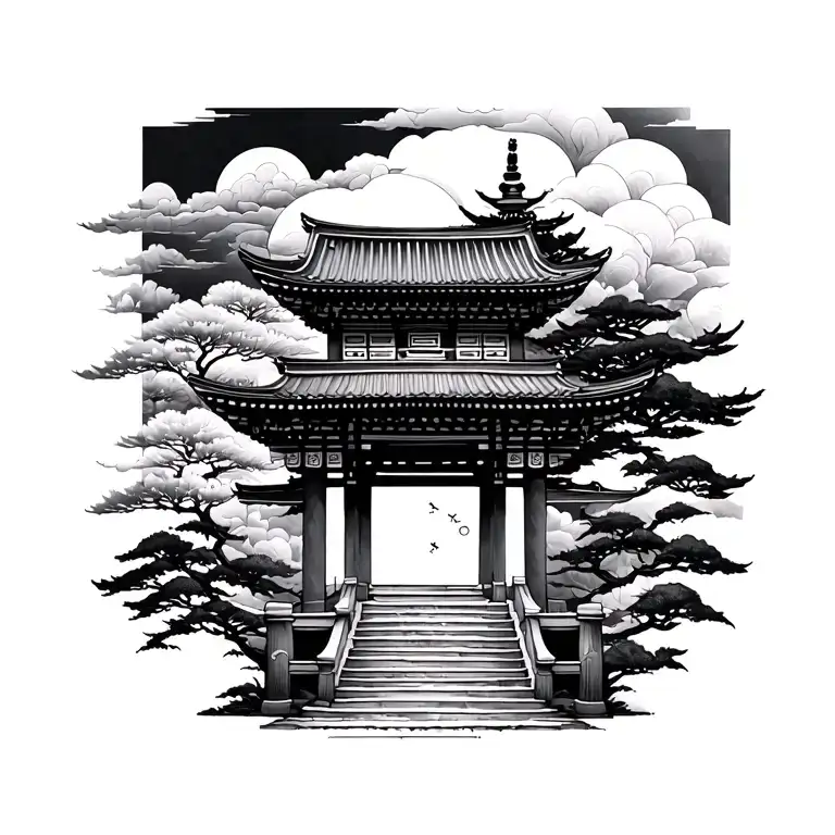 Japon Inspired Tattoo Temple Gate