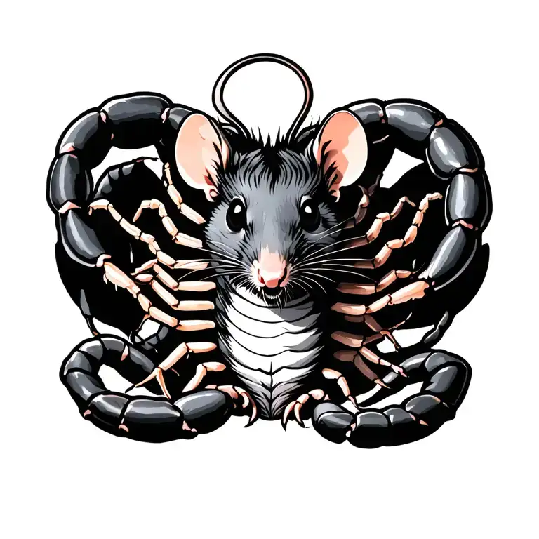 Rat Surrounded By Scorpion Intertwined