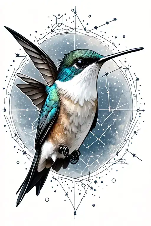 Hummingbird Surrounded By Constellations
