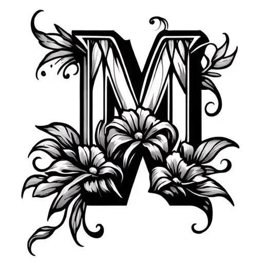 Cartoonish Flower Petals Whimsical In The Shape Of The Letter M