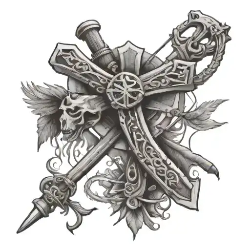Cross With Hunting And Fishing