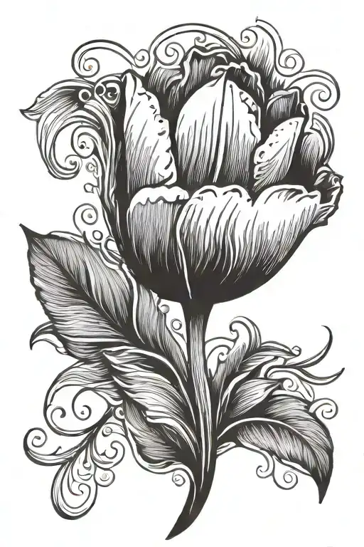 Cursive I Love You With Tulip Flower