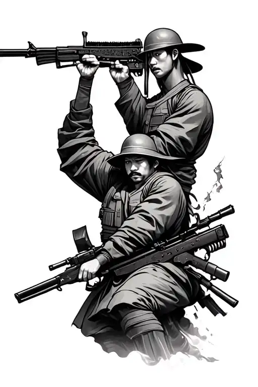 Japanese Army Going To War Scene