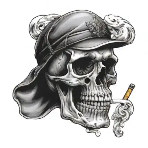 Skull Smoking Cigarette