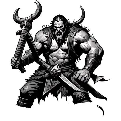 Evil Viking Warrior Battling