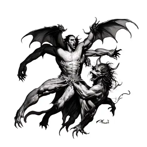 Lucifer Fighting Demons
