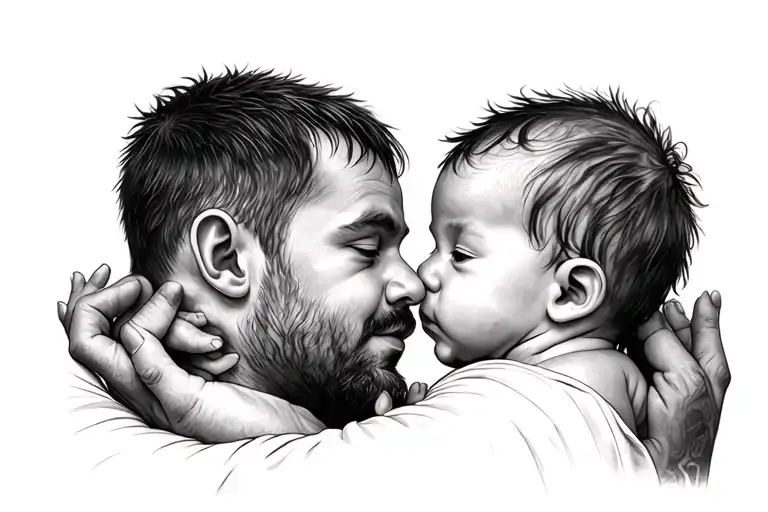 Father Holding Son Born