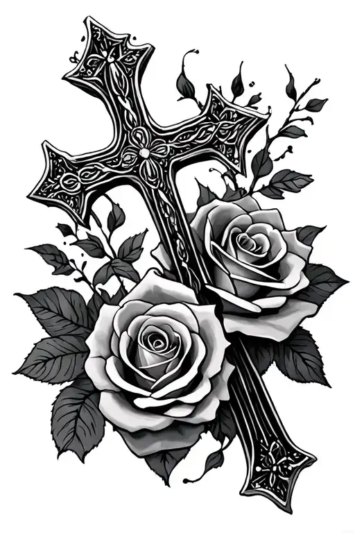 Quote And Cross And Roses