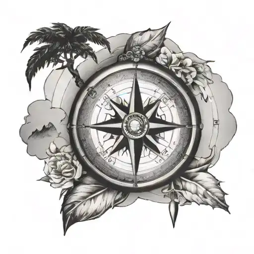 Compass Replace One Quadrant With Clockreplace Opposite Quadrant With Mountains