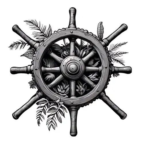 Ships Wheels With Galapagos Flora And Fauna Has