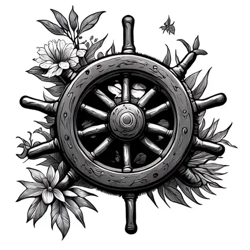 Ships Wheels With Galapagos Flora And Fauna