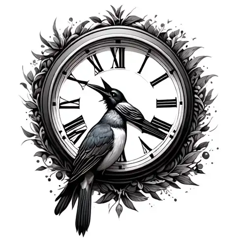 Clock Bird Sitting