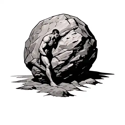 Sisyphus Pushing A Rock