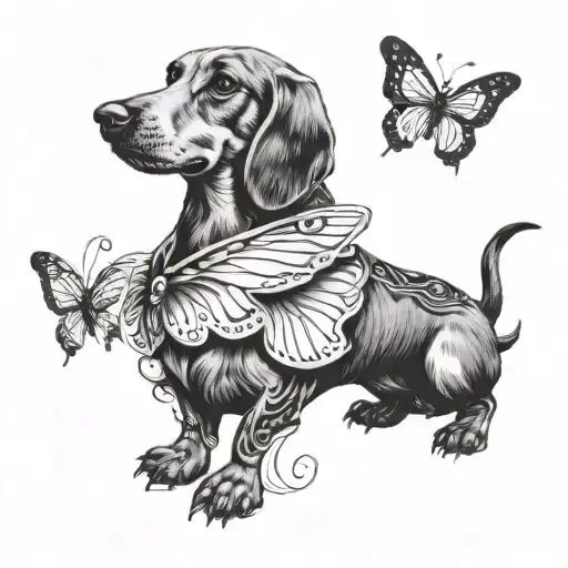 Wiener Dog With Butterfly Wings