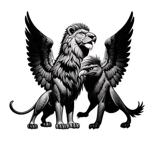 Lion And Eagle Wings Made Friends With All My