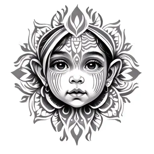 Baby Face Tattoo Filipino Tribal Mixed