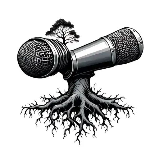Microphone With Roots Of A Tree Growing