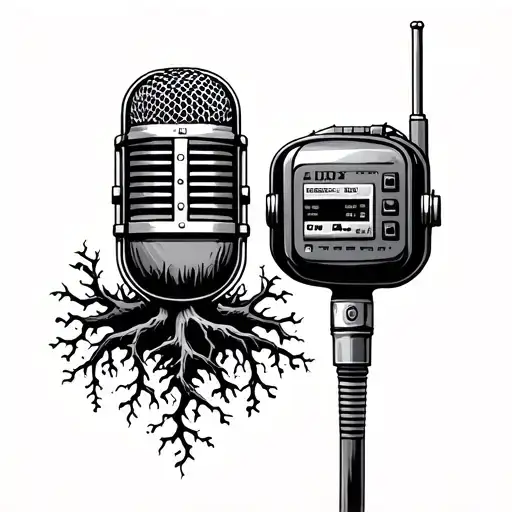 Radio Microphone With Roots Of A Tree Growing