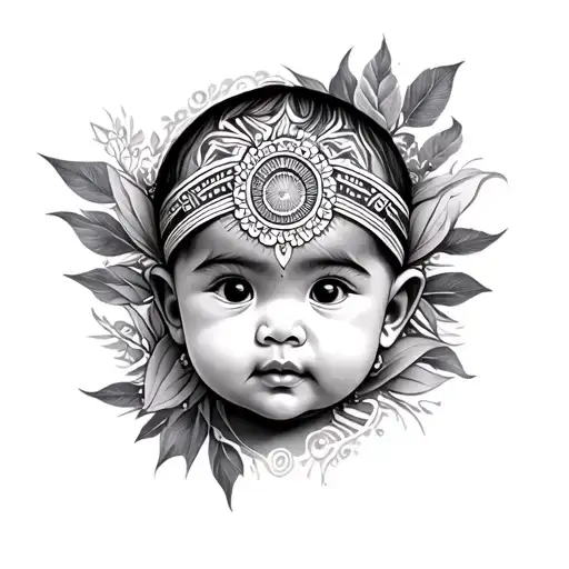 Baby Face Tattoo With Tribal Filipino Mixed And Time And Natures