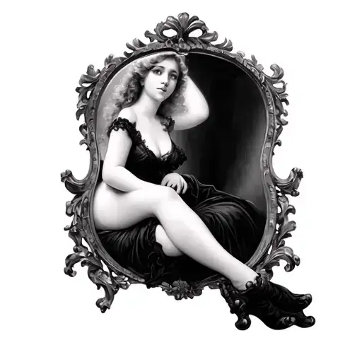 Antique Mirror Women Sitting