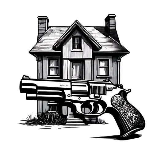Gun And House Picasso Painting