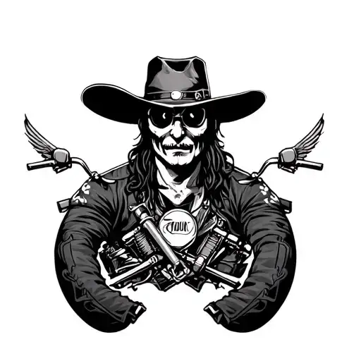 Outlaw Biker Portrait Surrounded