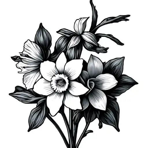 Larkspur And Daffodil