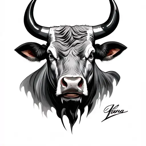 A Ragging Bull Face Looking Straight Realistic And More Details