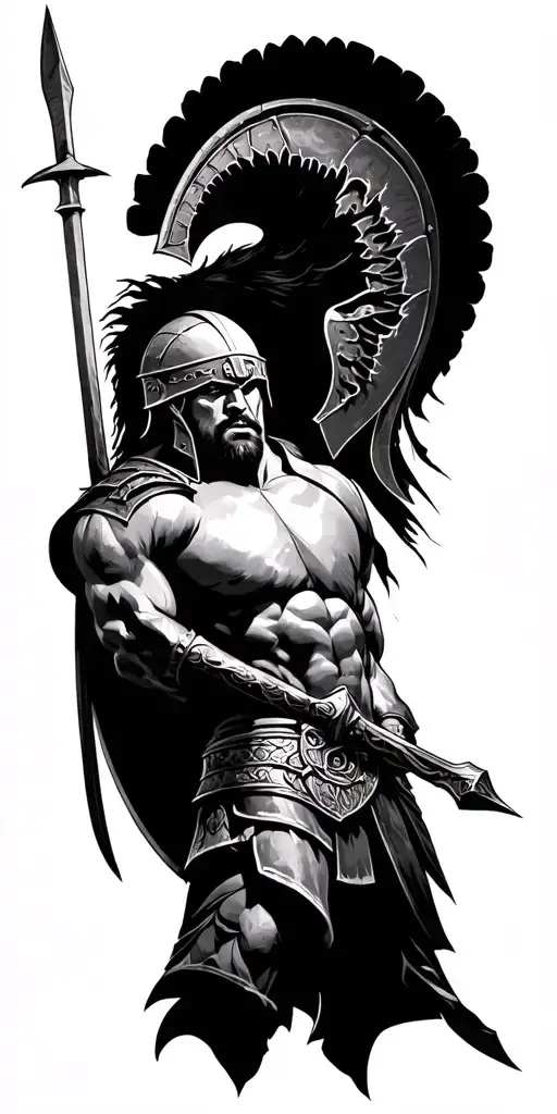 Spartan Warrior Battling Exausted