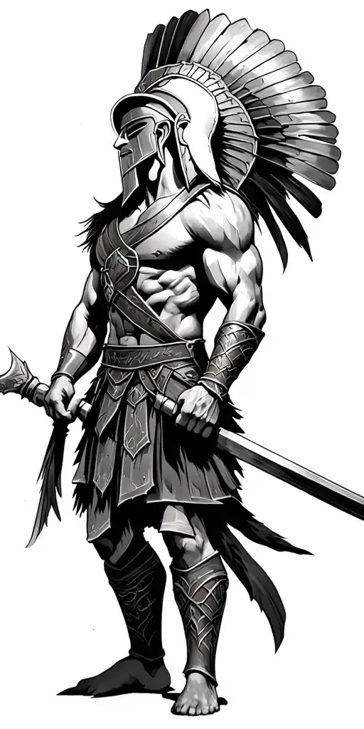 Spartan Warrior Exausted But With A Will To Keep Fighting